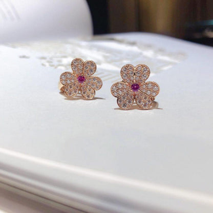 [Dawnora Jewelry]FRIVOLE PINK GOLD FLOWER DIAMOND EARRINGS