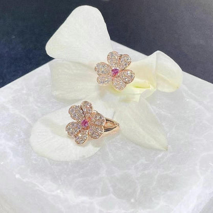 [Dawnora Jewelry]FRIVOLE PINK GOLD FLOWER DIAMOND EARRINGS