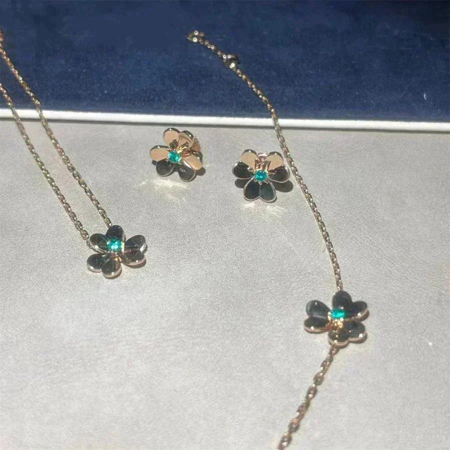 [Dawnora Jewelry]FRIVOLE  FLOWER MALACHITE EARRINGS