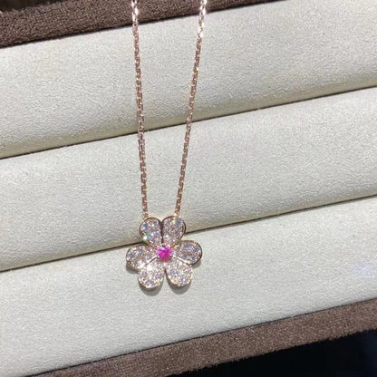 [Dawnora Jewelry]FRIVOLE ROSE GOLD FLOWER DIAMOND NECKLACE