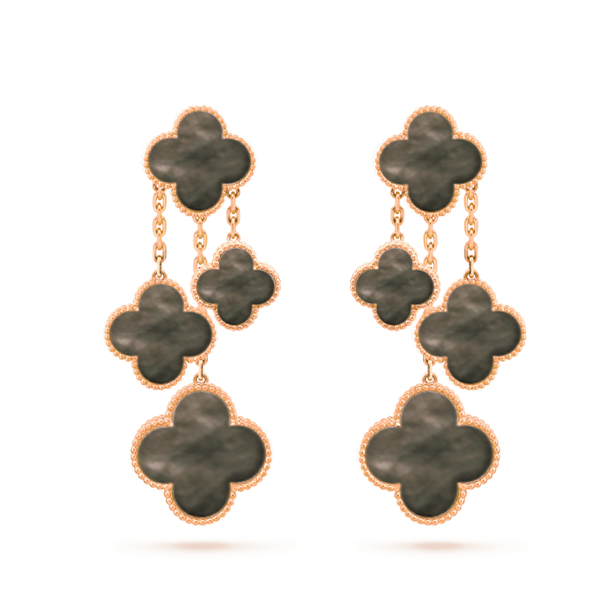 [Dawnora Jewelry]CLOVER EARRINGS DARK MOP 4 MOTIFS ROSE GOLD
