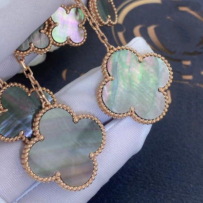 [Dawnora Jewelry]CLOVER EARRINGS DARK MOP 4 MOTIFS ROSE GOLD