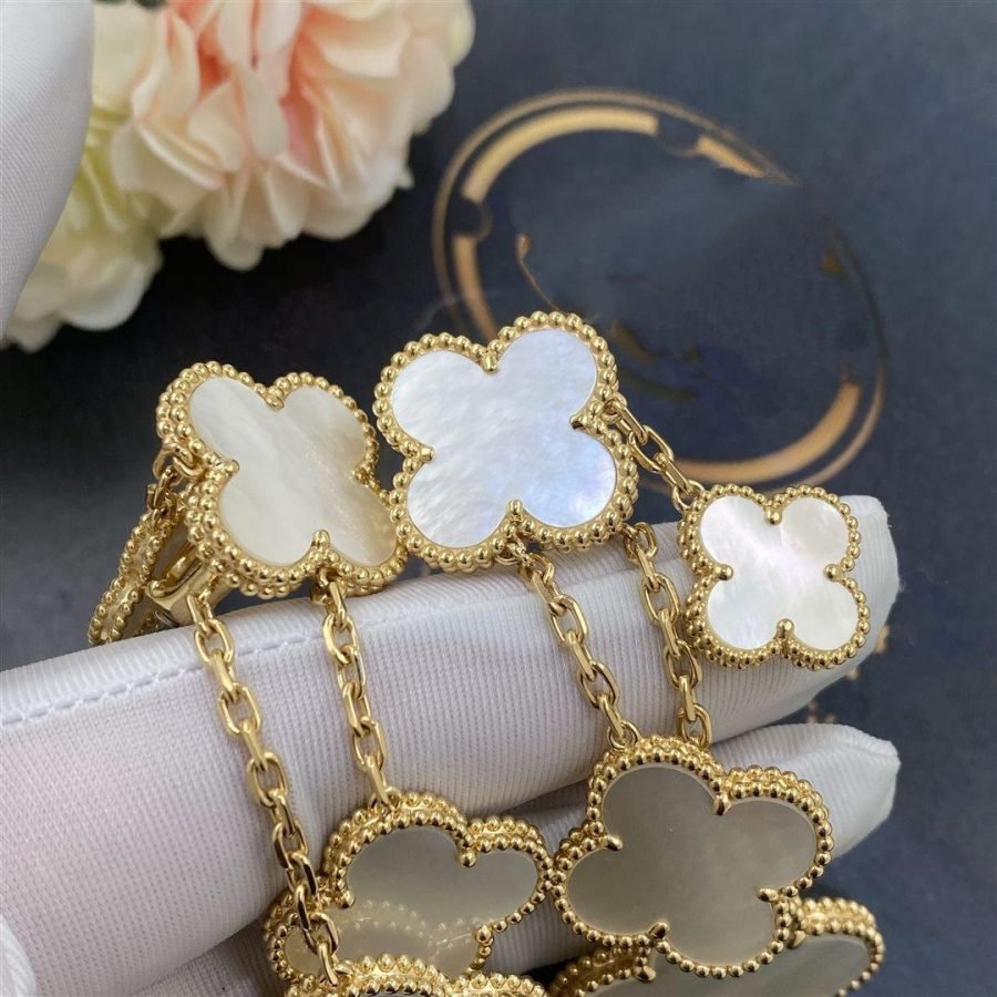 [Dawnora Jewelry]CLOVER EARRINGS WHITE MOP 4 MOTIFS GOLD