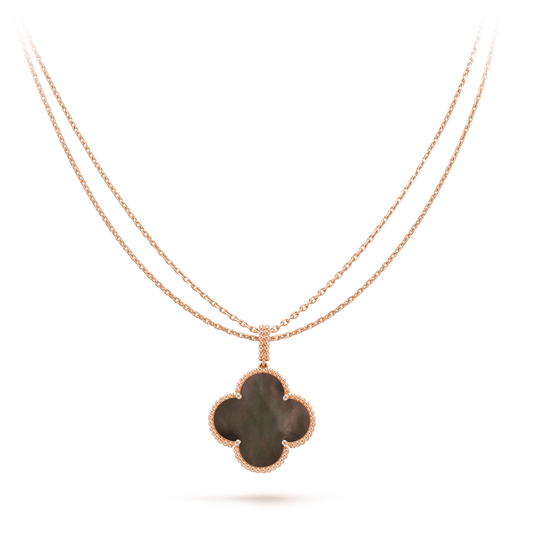 [Dawnora Jewelry]CLOVER 25MM GOLD DARK MOP BIG CLOVER NECKLACE