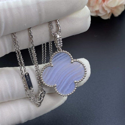 [Dawnora Jewelry]CLOVER SILVER CHALCEDONY BIG CLOVER NECKLACE