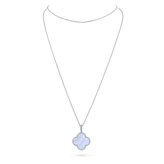 [Dawnora Jewelry]CLOVER SILVER CHALCEDONY BIG CLOVER NECKLACE