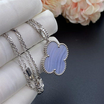 [Dawnora Jewelry]CLOVER SILVER CHALCEDONY BIG CLOVER NECKLACE