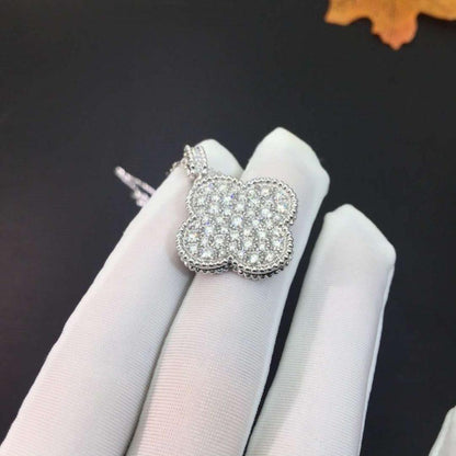 [Dawnora Jewelry]CLOVER 25MM SILVER FULL DIAMOND BIG CLOVER NECKLACE