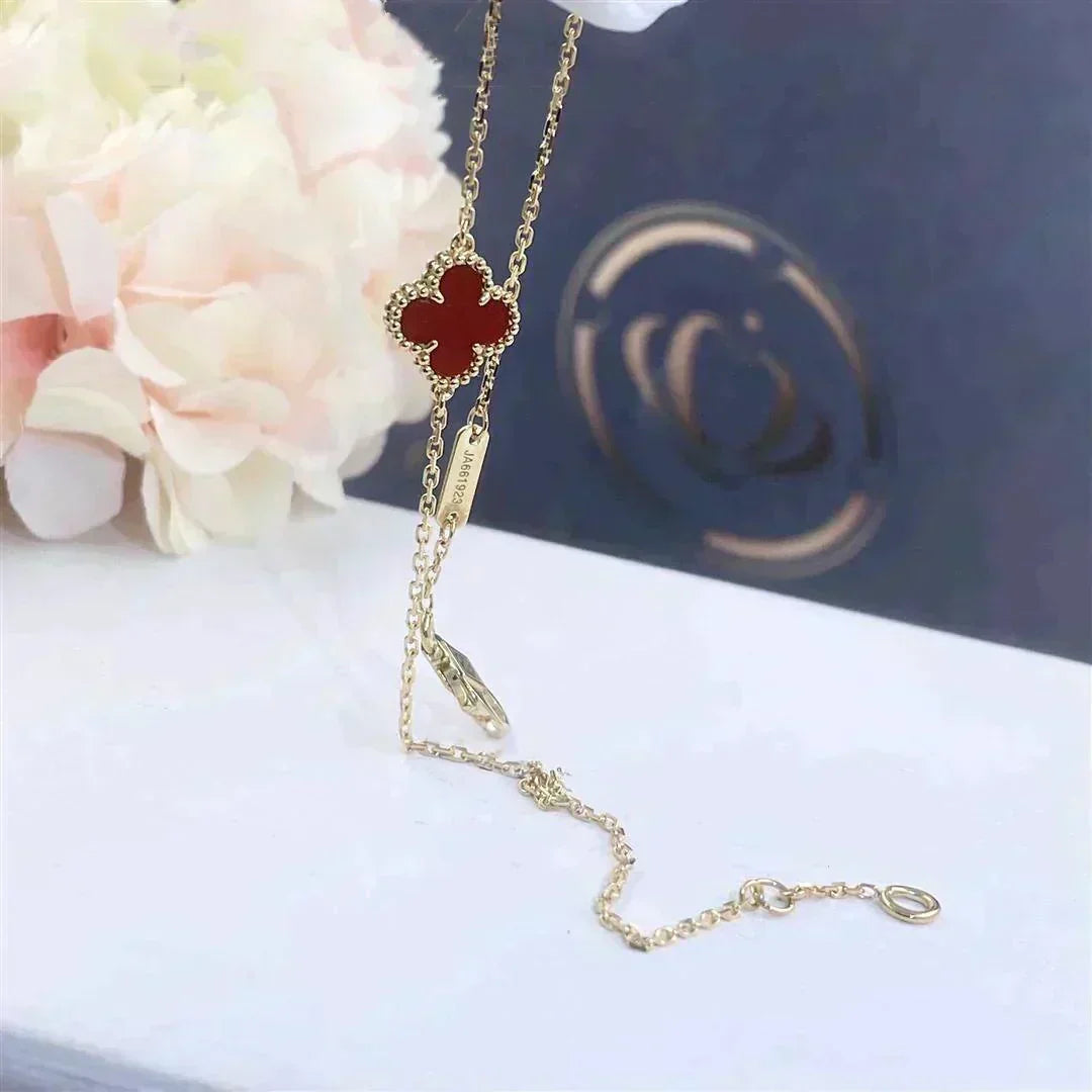 [Dawnora Jewelry]CLOVER  CARNELIAN SINGLE FLOWER BRACELET