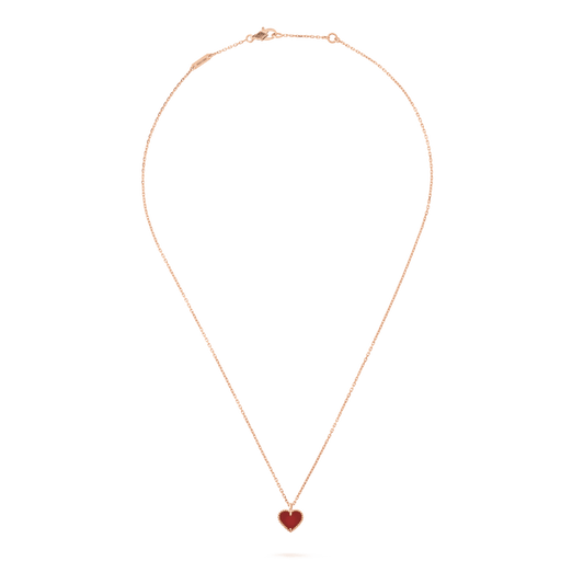 [Dawnora Jewelry]SWEET CLOVER CARNELIAN HEART NECKLACE