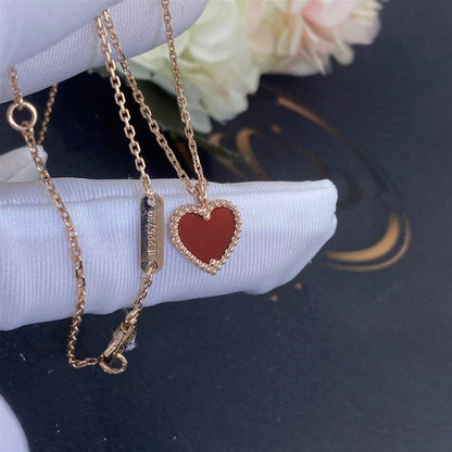 [Dawnora Jewelry]SWEET CLOVER CARNELIAN HEART NECKLACE
