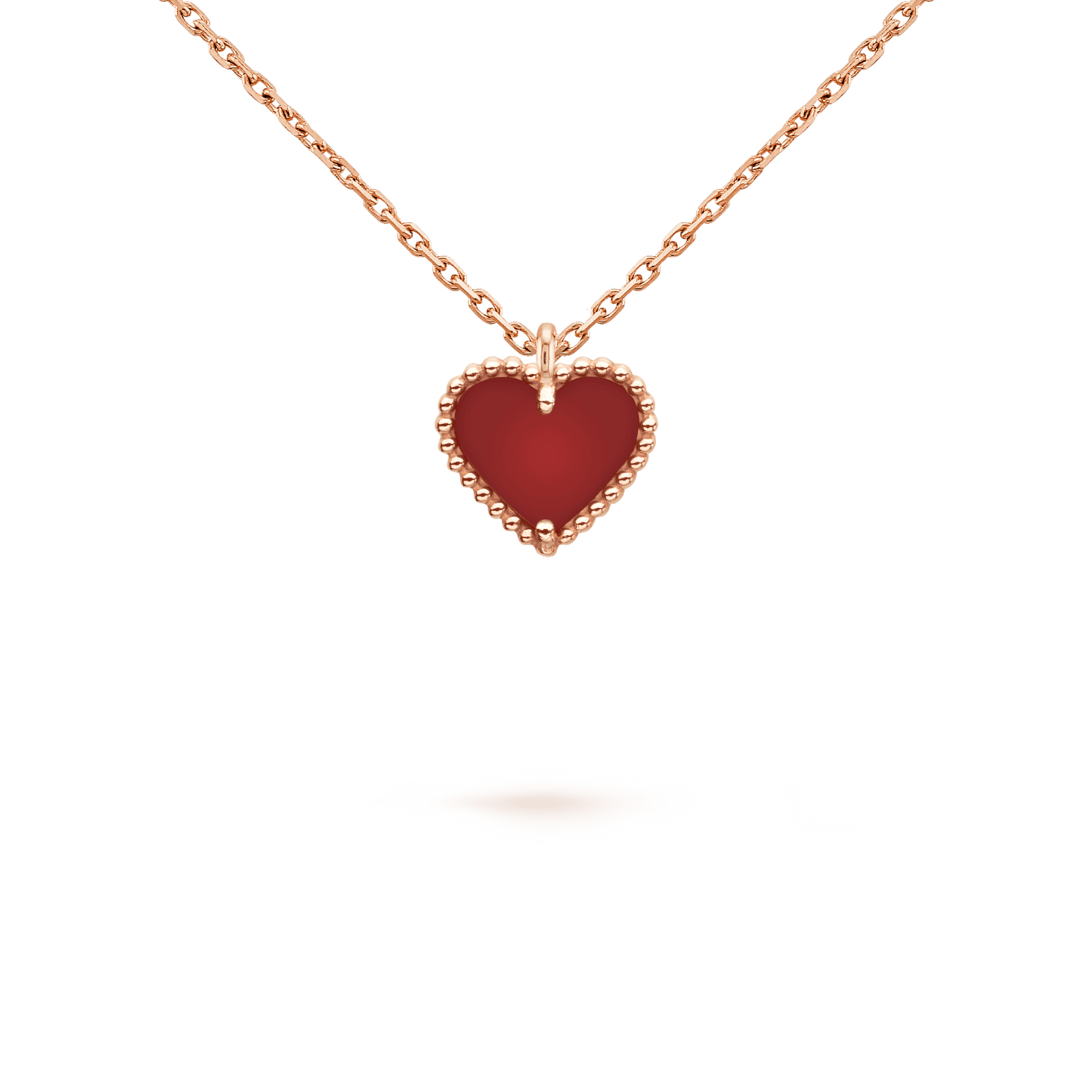 [Dawnora Jewelry]SWEET CLOVER CARNELIAN HEART NECKLACE
