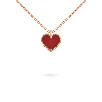 [Dawnora Jewelry]SWEET CLOVER CARNELIAN HEART NECKLACE