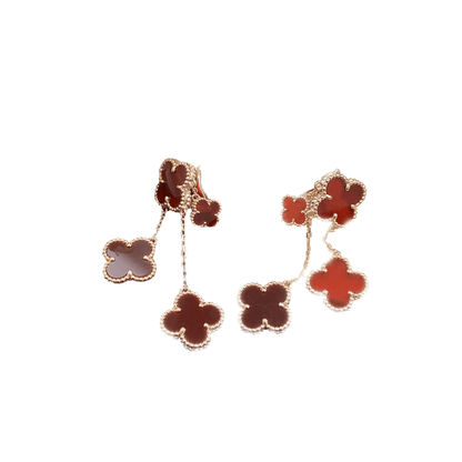 [Dawnora Jewelry]CLOVER EARRINGS CARNELIAN 4 MOTIFS PINK GOLD