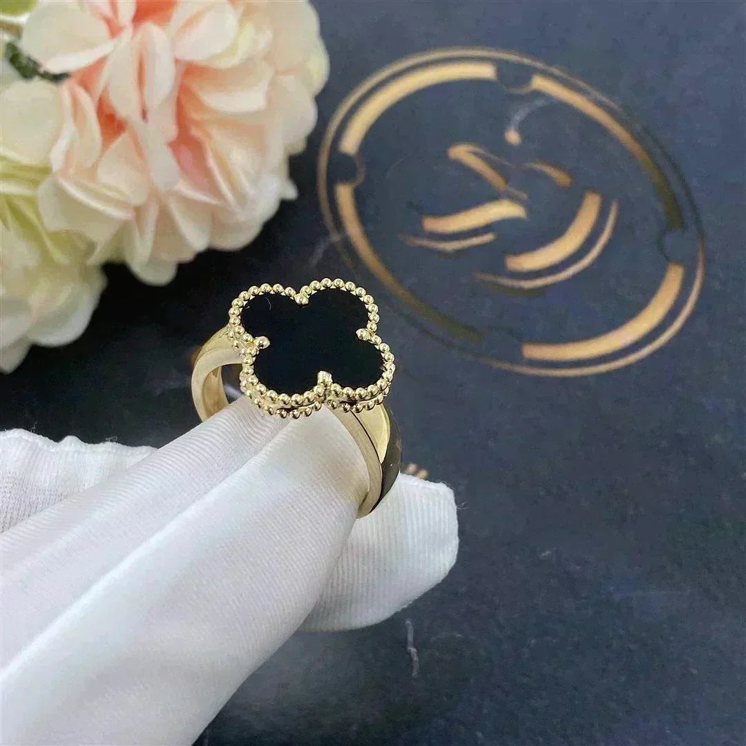 [Dawnora Jewelry]CLOVER ONYX RING