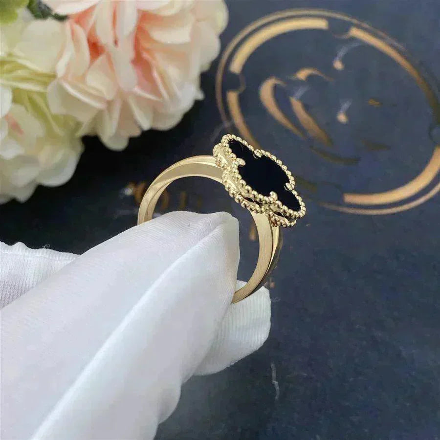 [Dawnora Jewelry]CLOVER ONYX RING