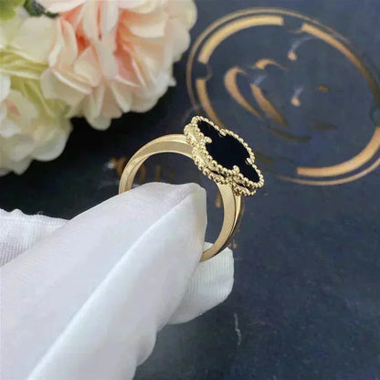 [Dawnora Jewelry]CLOVER ONYX RING