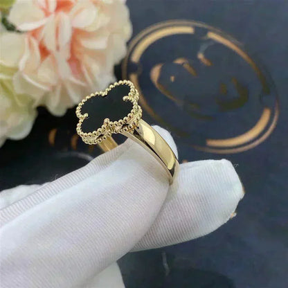 [Dawnora Jewelry]CLOVER ONYX RING