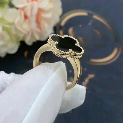 [Dawnora Jewelry]CLOVER ONYX RING