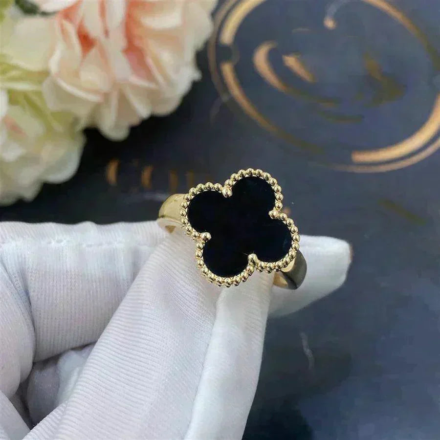 [Dawnora Jewelry]CLOVER ONYX RING