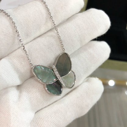 [Dawnora Jewelry]LARGE BUTTERFLY SILVER PENDANT DIAMOND NECKLACE
