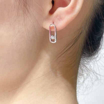 [Dawnora Jewelry]MOVE UNO SMALL 1 DIAMOND EARRINGS
