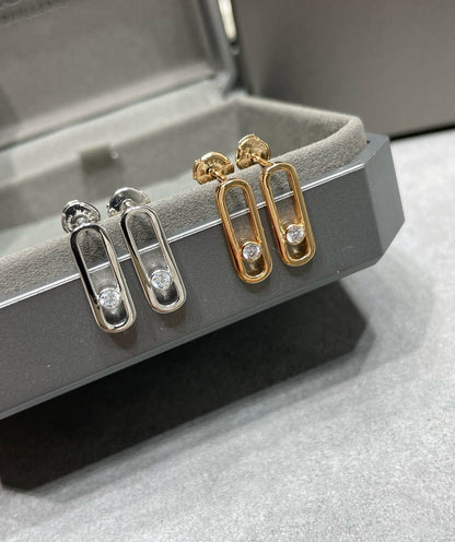 [Dawnora Jewelry]MOVE UNO SMALL 1 DIAMOND EARRINGS