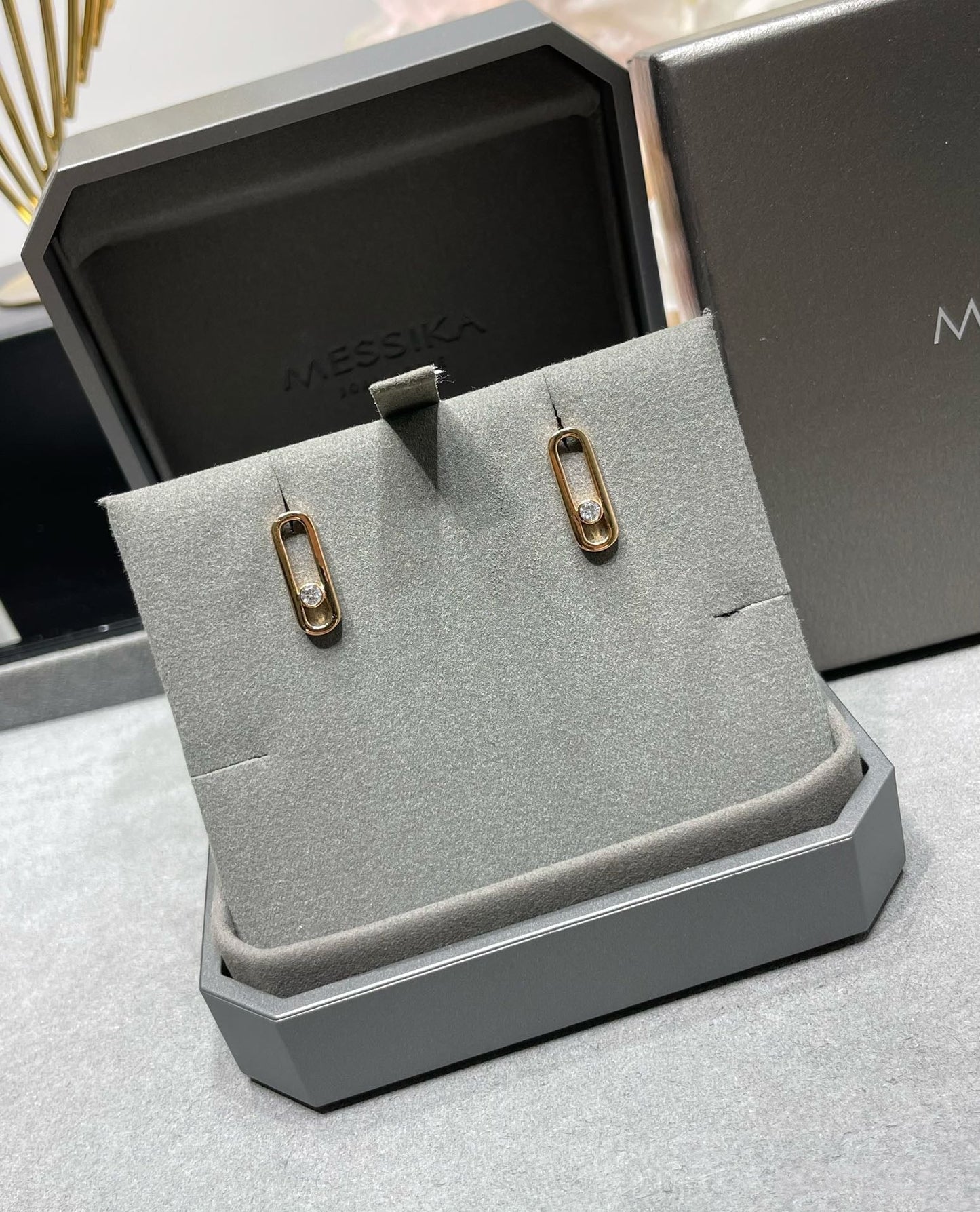 [Dawnora Jewelry]MOVE UNO SMALL 1 DIAMOND EARRINGS