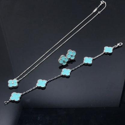 [Dawnora Jewelry]CLOVER 1 DIAMOND BLUE SKY SILVER EARRINGS