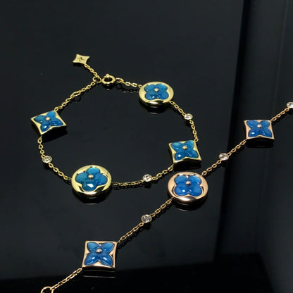 [Dawnora Jewelry]STAR AND SUN 4 MOTIF BLUE BRACELET
