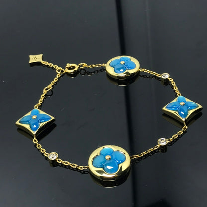 [Dawnora Jewelry]STAR AND SUN 4 MOTIF BLUE BRACELET