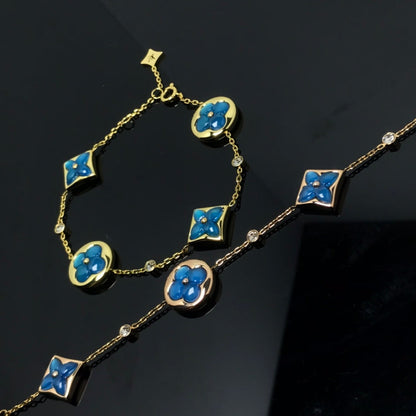 [Dawnora Jewelry]STAR AND SUN 4 MOTIF BLUE BRACELET