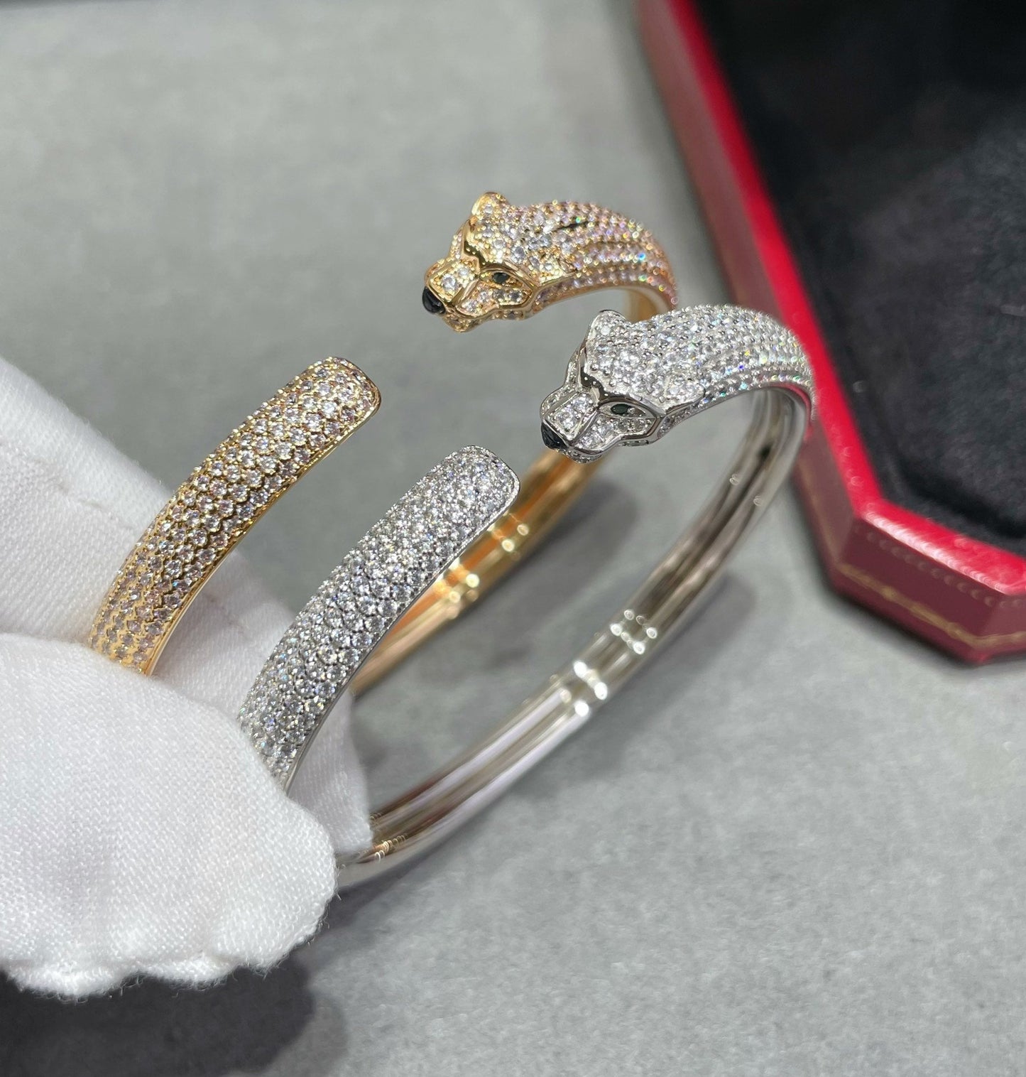[Dawnora Jewelry]PANTHERE FULL DIAMOND OPEN BRACELET