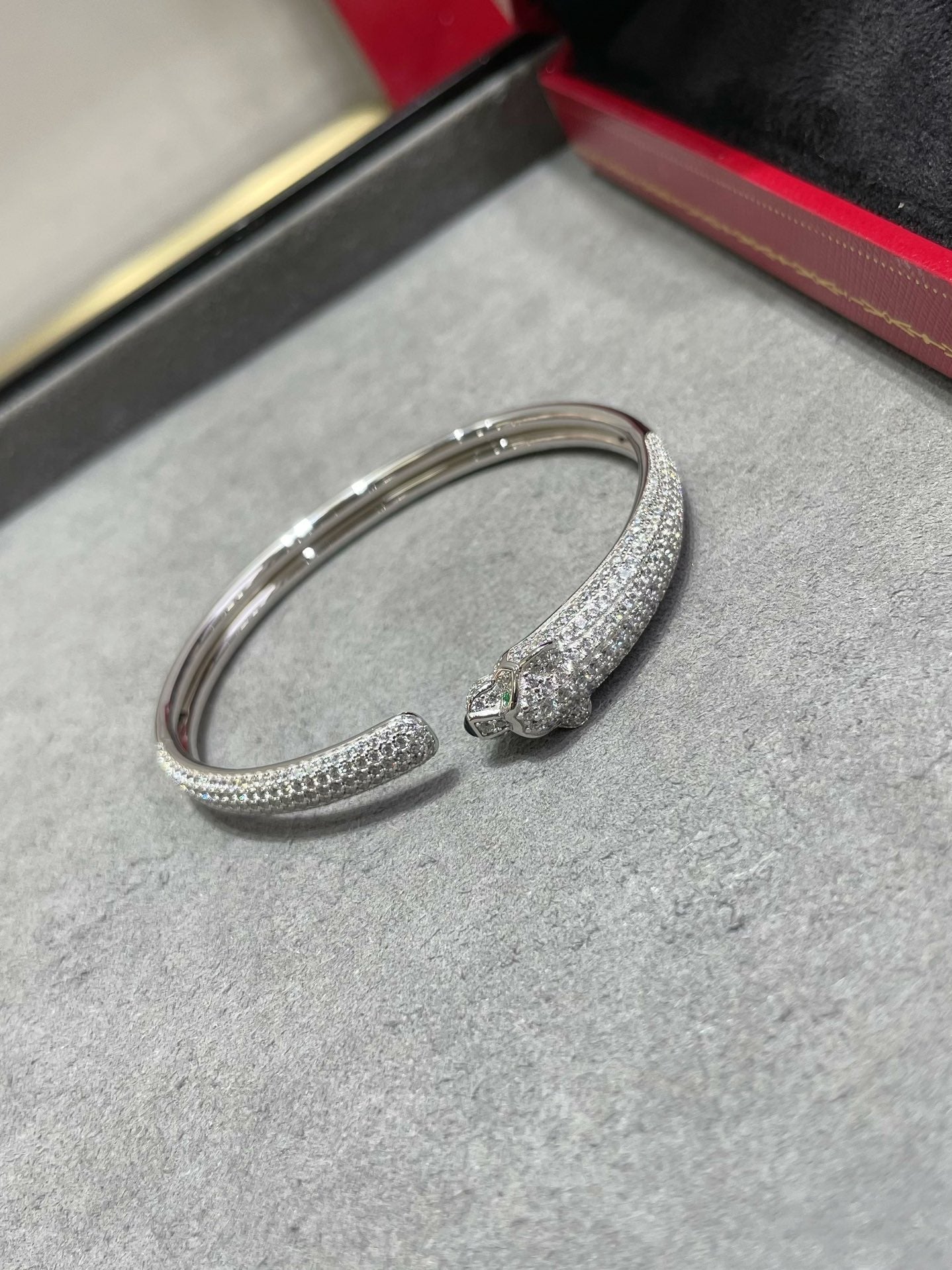 [Dawnora Jewelry]PANTHERE FULL DIAMOND OPEN BRACELET