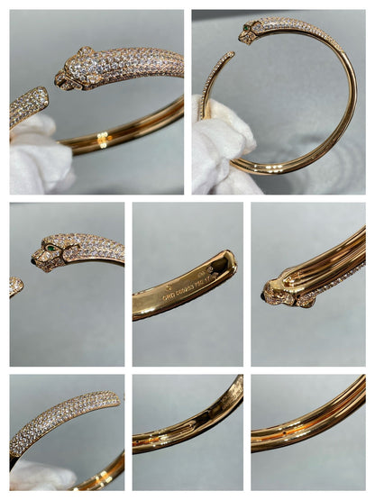 [Dawnora Jewelry]PANTHERE FULL DIAMOND OPEN BRACELET