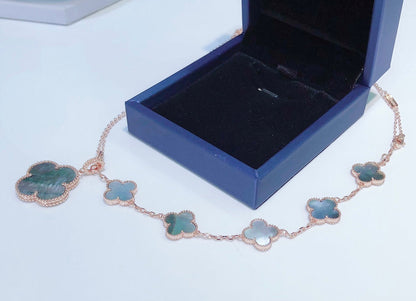 [Dawnora Jewelry]COMBINED BRACELET 5 MOTIFS AND NECKLACE DARK MOP ROSE GOLD