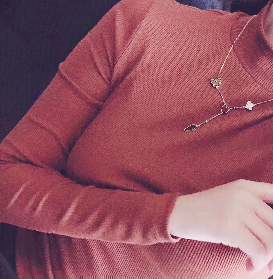 [Dawnora Jewelry]LUCKY SPRING 4 MOTIFS ROSE GOLD NECKLACE