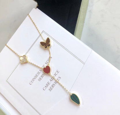 [Dawnora Jewelry]LUCKY SPRING 4 MOTIFS ROSE GOLD NECKLACE