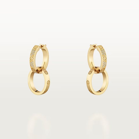 [Dawnora Jewelry]LOVE 3.3MM DANGLE HALF DIAMOND EARRINGS