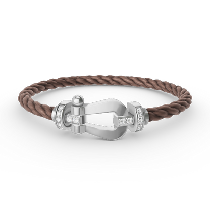 [Dawnora Jewelry]FORCE LARGE HORSESHOE HALF DIAMOND BRACELET SILVER