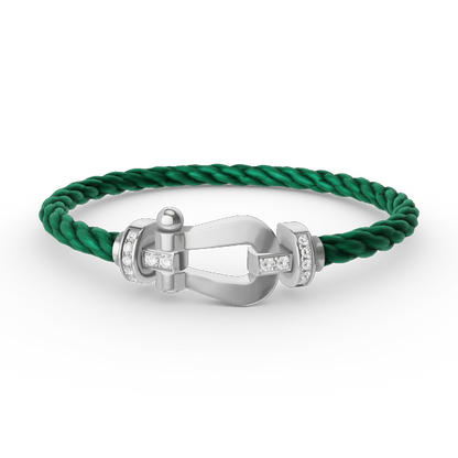 [Dawnora Jewelry]FORCE LARGE HORSESHOE HALF DIAMOND BRACELET SILVER