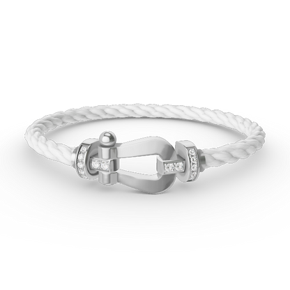 [Dawnora Jewelry]FORCE LARGE HORSESHOE HALF DIAMOND BRACELET SILVER