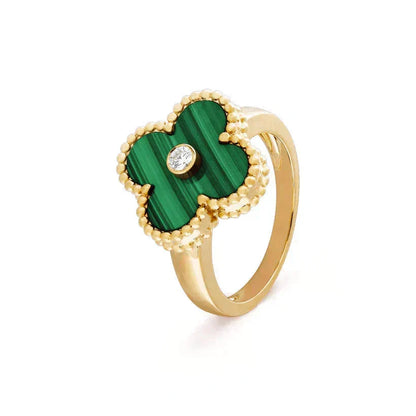 [Dawnora Jewelry]CLOVER MALACHITE RING GOLD DIAMOND